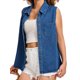 thumbnail image 4 of INSPIRE CHIC Camisa de Jean sin Mangas para Mujer con Botones y Cuello, Blusa de Mezclilla con Bolsillos 2XL Azul, 4 of 6