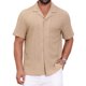 thumbnail image 1 of Camisa de Jacquard Hueco para Hombre con Cuello de Campamento y Manga Corta Textura de Playa 3XL Caqui, 1 of 6