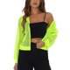 thumbnail image 4 of INSPIRE CHIC Chaqueta con puños acanalados para mujer Sudadera con capucha Chaqueta bomber de malla M Amarillo neón, 4 of 6
