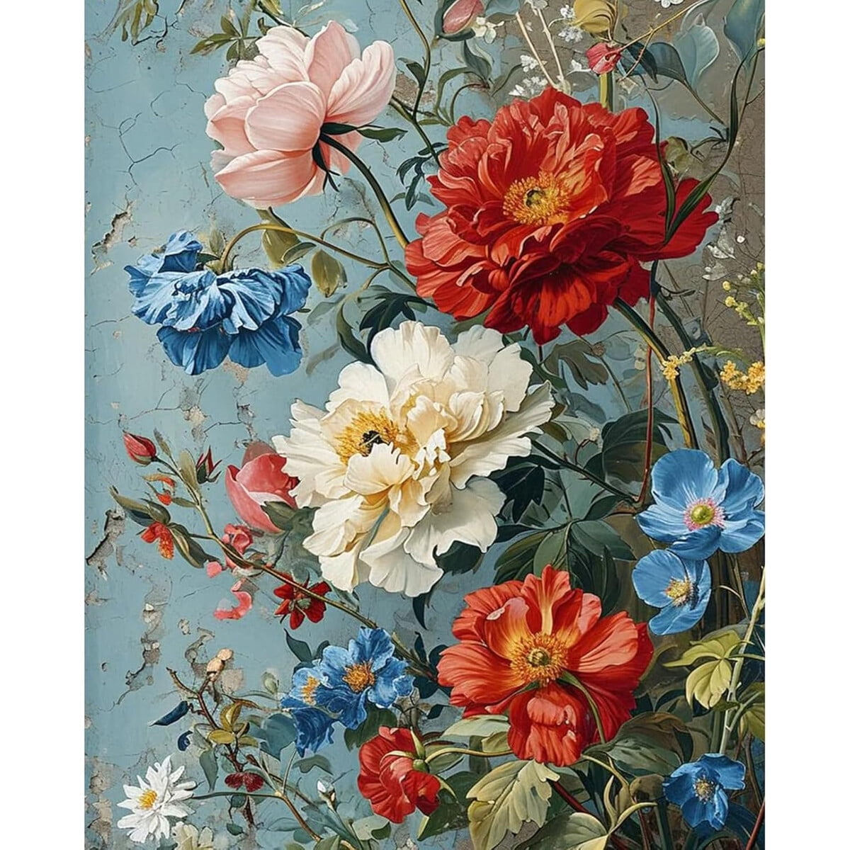Kit Pintar Por Números Yezavesu Flores 40x50 Cm Acrílico
