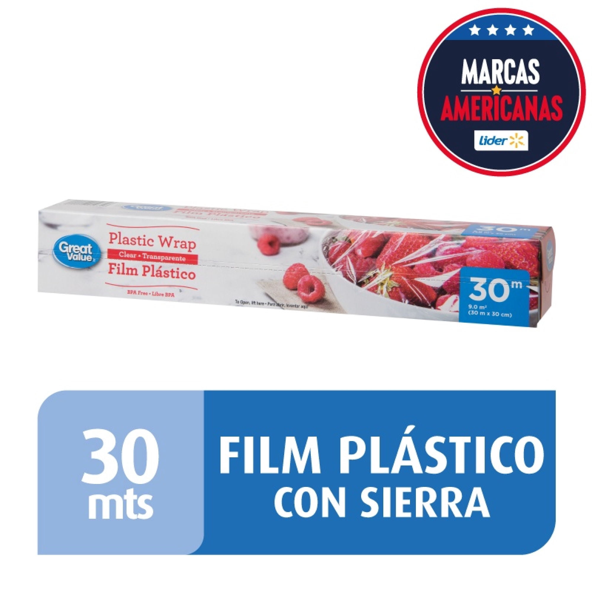 Papel Film Plástico 30 Metros Corte Sierra 1 Un Great Value