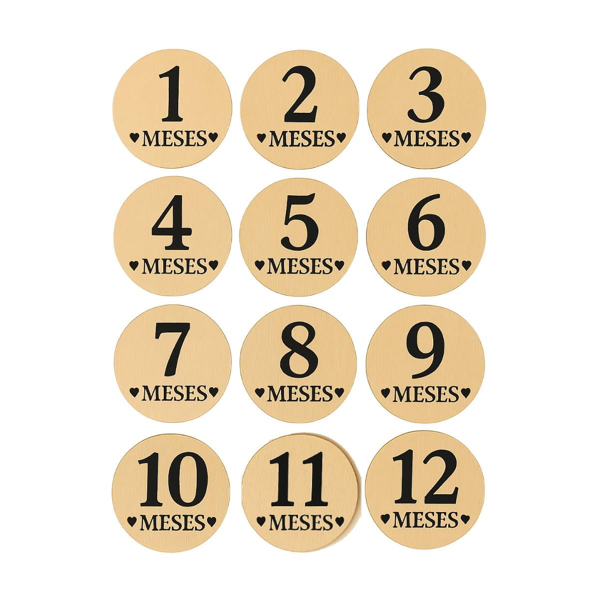 Genérico - Tarjetas De Madera Para Cumple Mes Bebé 1 A 12 Meses