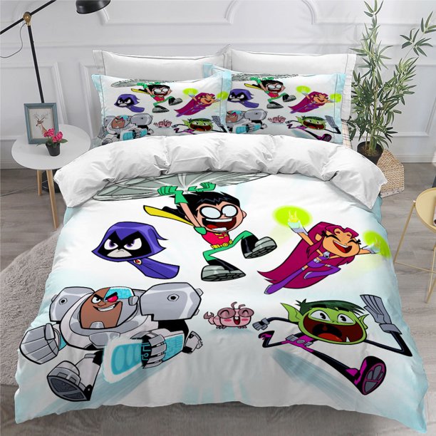 Teen Titans Go Bedding Set Single Twin Full Queen King Size Anime Bed Set Aldult Kid Bedroom Duvetcover Sets 3D Print Bed Sheets