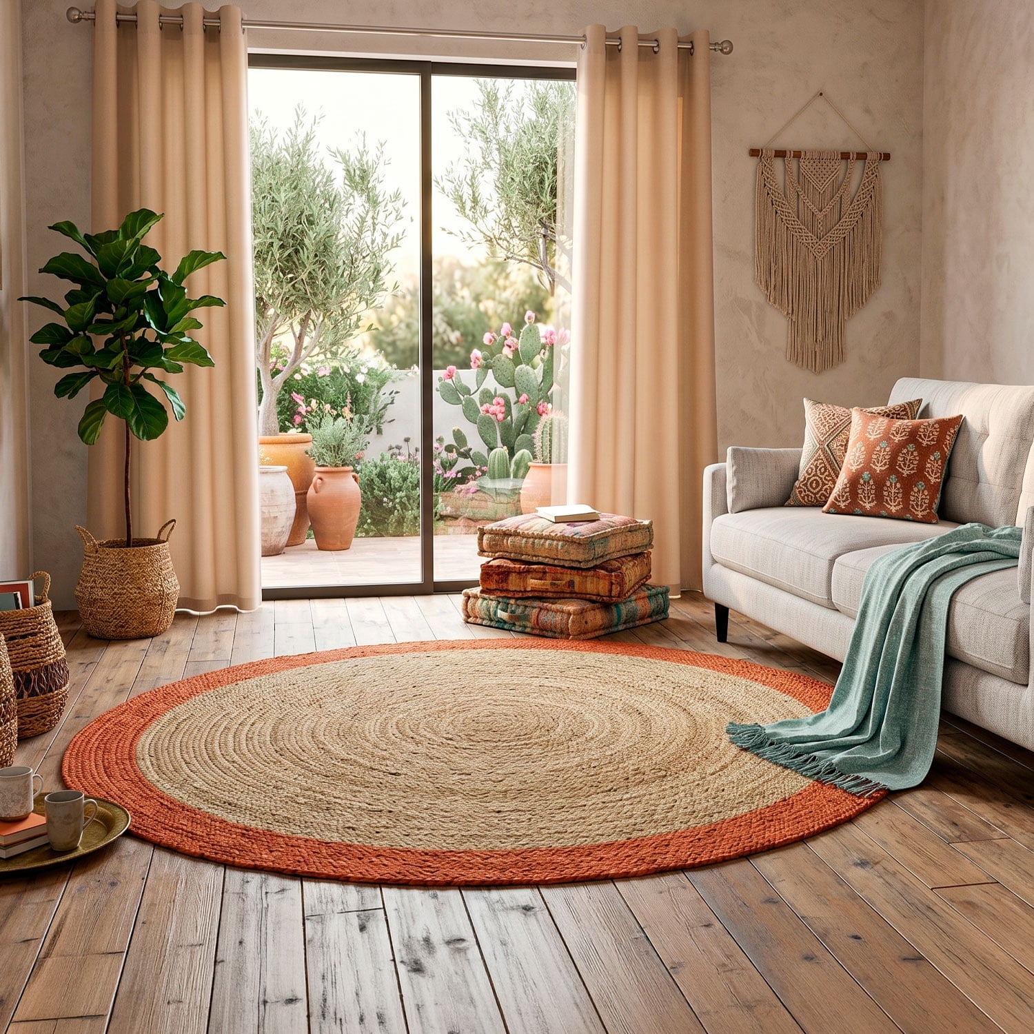 Dib - Alfombra Yute Red. Cancun 150x150 Naranjo