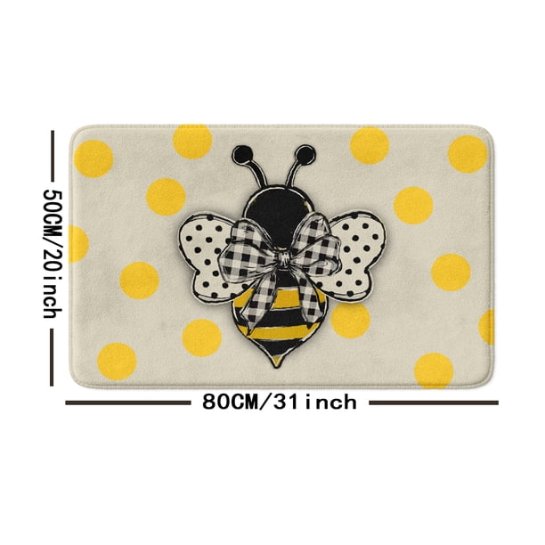 1pc Non-Slip Polka Dot Bee Bathroom Mat - Absorbent and Decorative - Perfect for Bathroom, Living Room, Bedroom, and Outdoor Use - 16x24inch/20x31inch