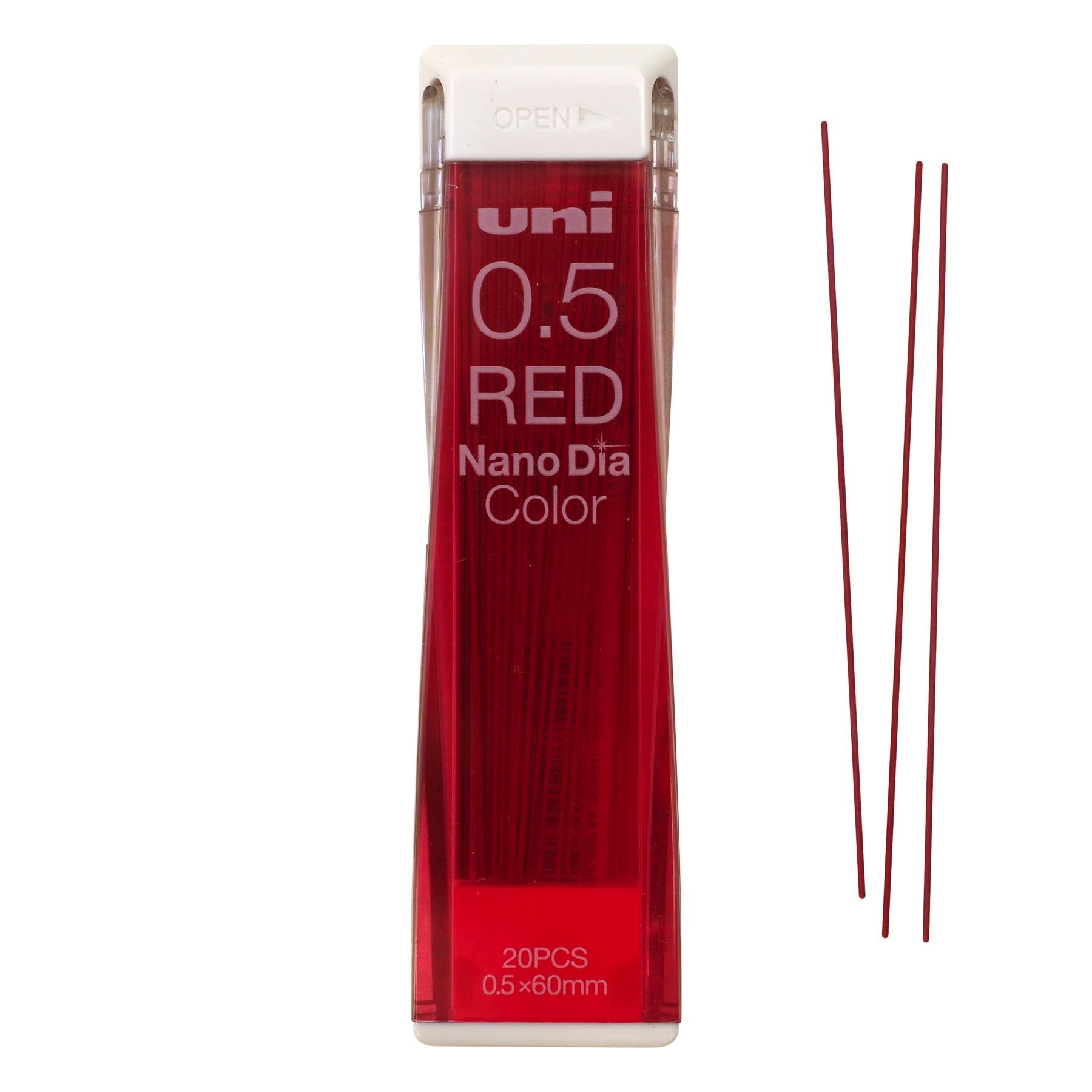 三菱鉛筆 - Mina Para Portaminas Mitsubishi Nanodia Roja 0.5 Mm 20 Unidades