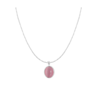 Genérico - Collar De Plata Con Colgante Piedra Lunar Cristal Rosa 45 Cm