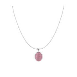 Genérico - Collar De Plata Con Colgante Piedra Lunar Cristal Rosa 45 Cm