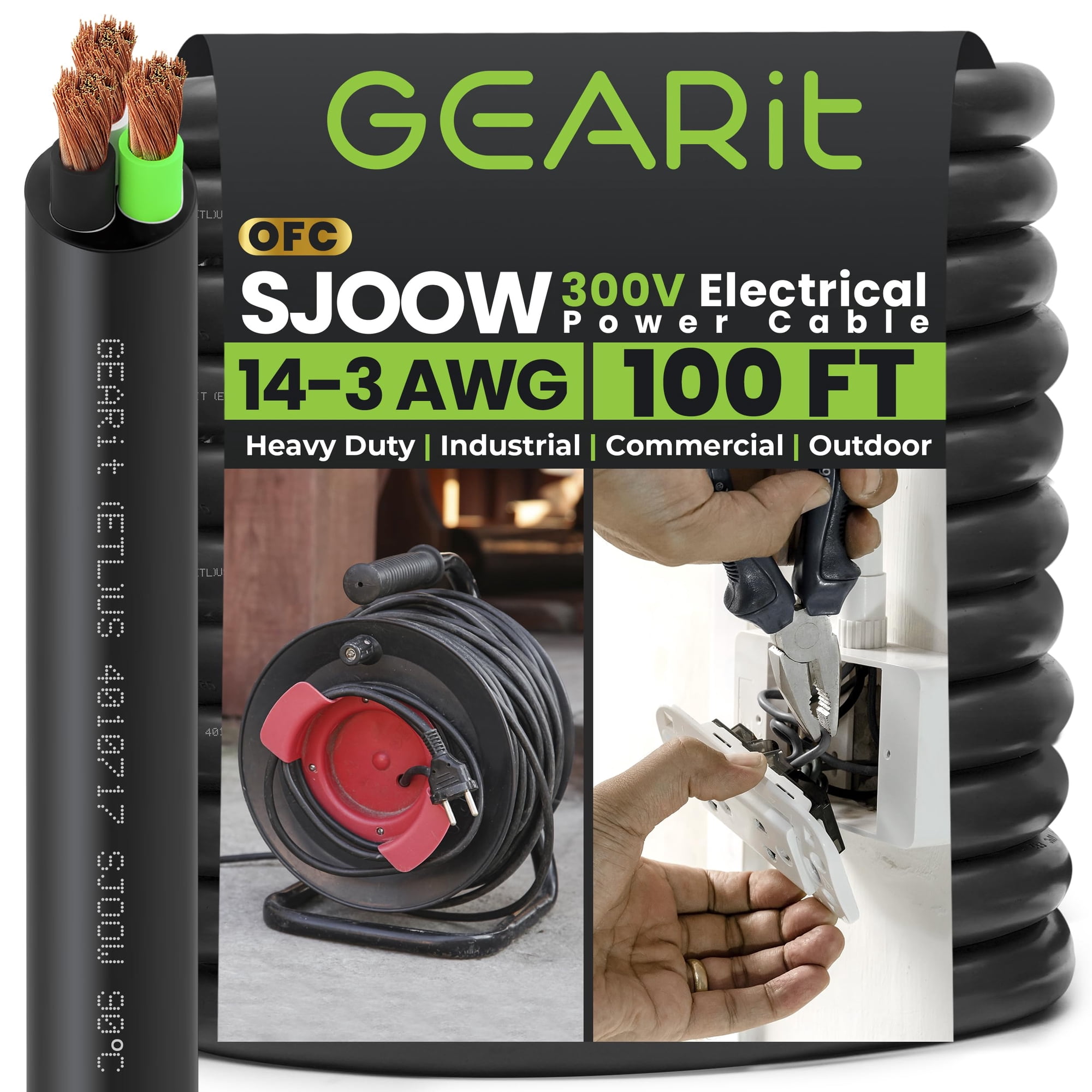 Cable De Alimentación Gearit 14 Awg 3 Conductores 30 M 300v