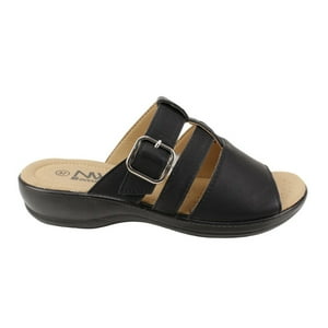 Sandalia New Walk Slip On Broche Negra