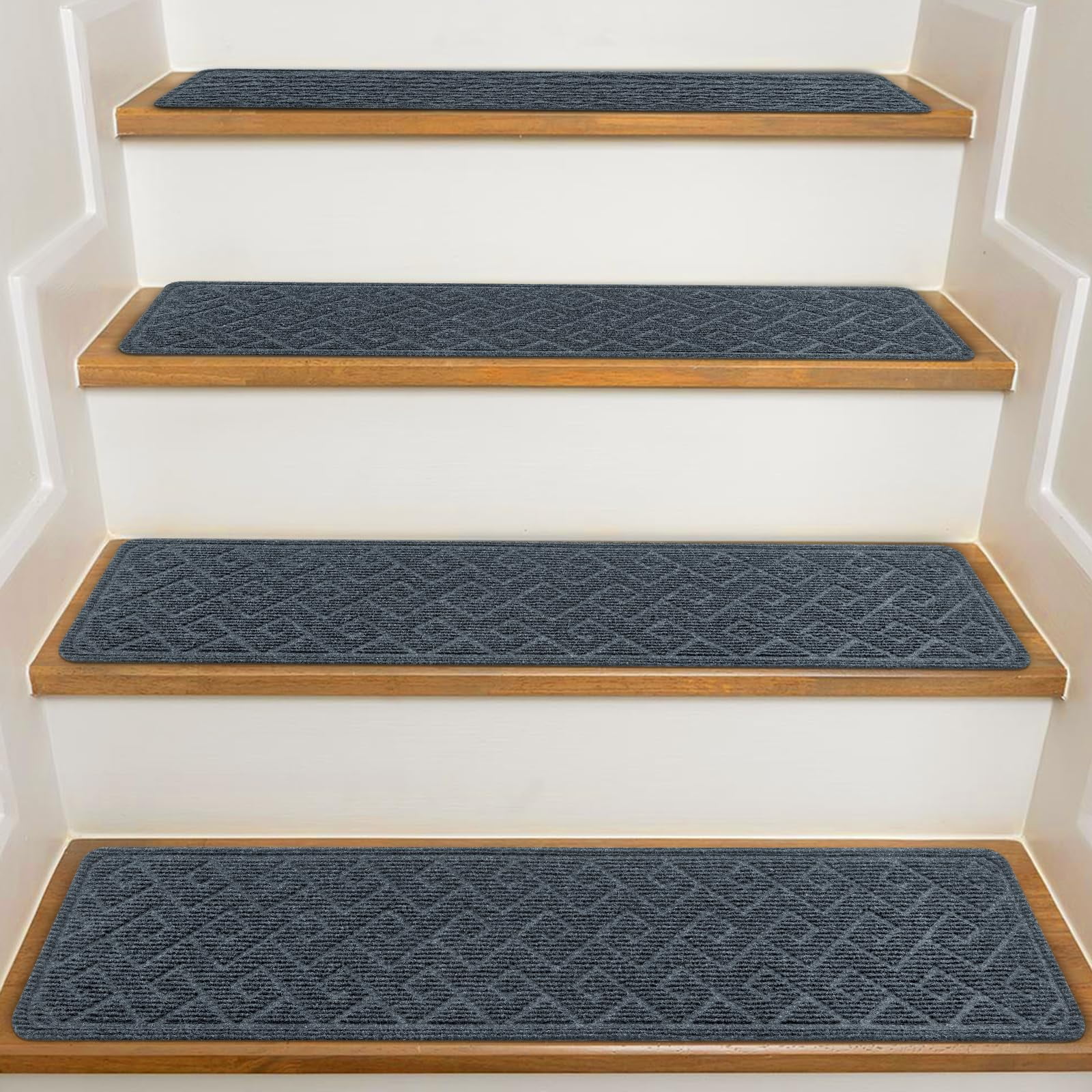 Alfombrillas Antideslizantes Para Escalones Kooteta 20 X 76 Cm, Poliéster, Paquete De 15