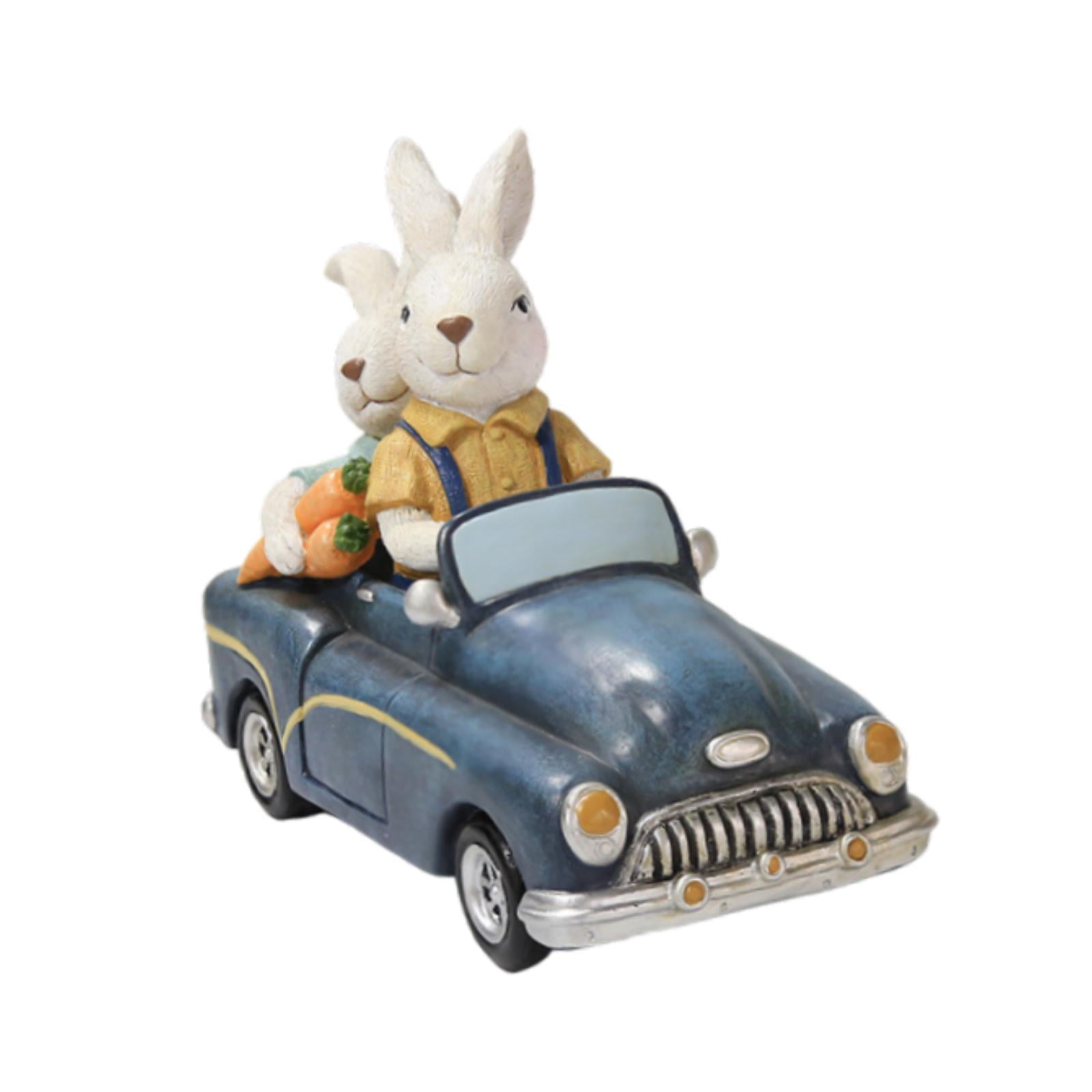 Magideal - Conejitos De Pascua Decoración De Coche Padre E Hijo Conejo Adorno Decoración De Pascua Figura De Resina Para Estantería Al Aire Libre Patio Oficina