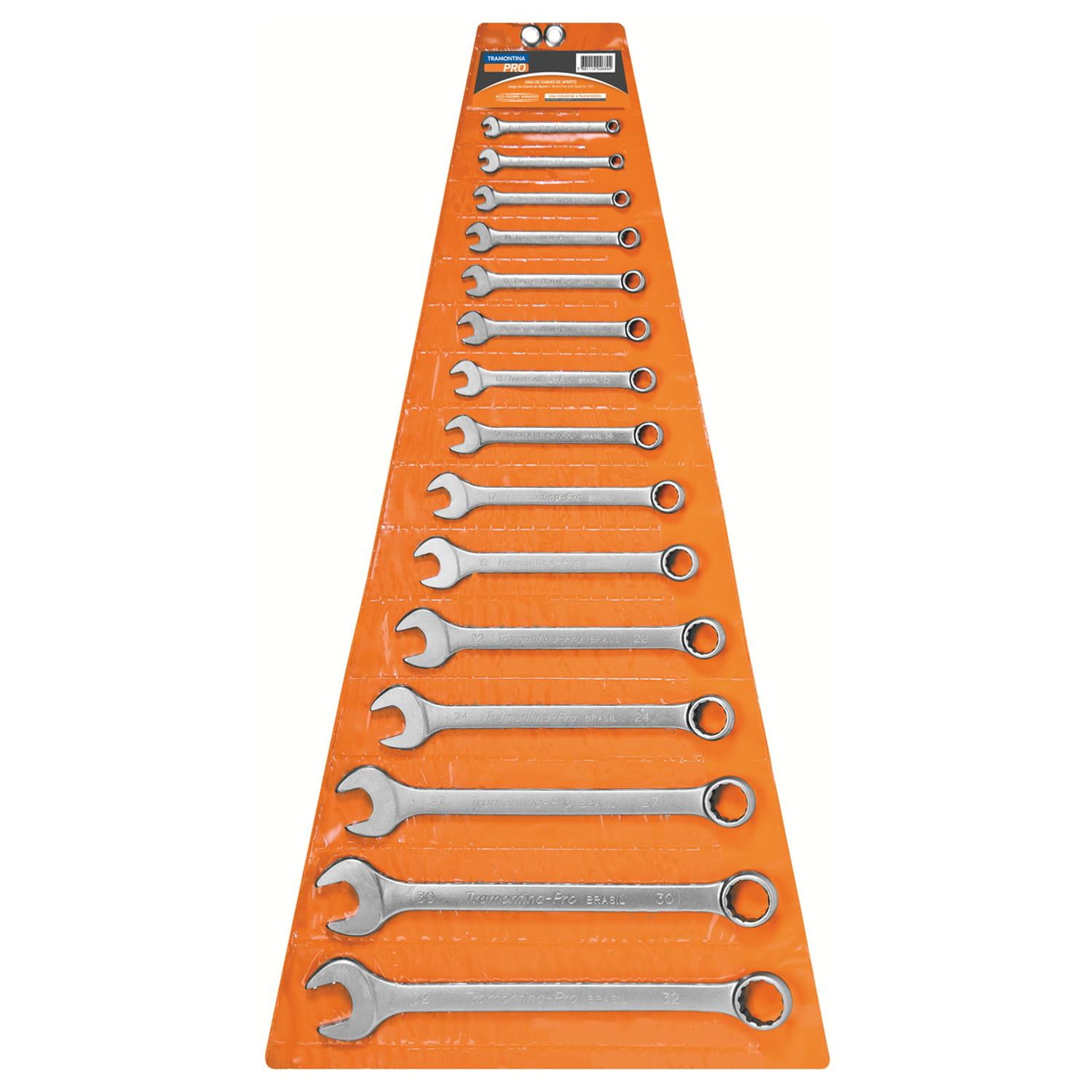 Juego Llaves Combinadas 15 Piezas Tramontina Naranja Claro