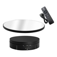 Magideal - Plato Giratorio Para Fotografía Cubierto Con Espejo, Plato Giratorio Eléctrico Con Control Remoto, Velocidad Ajustable, Soporte De Exhibición Giratori Negro