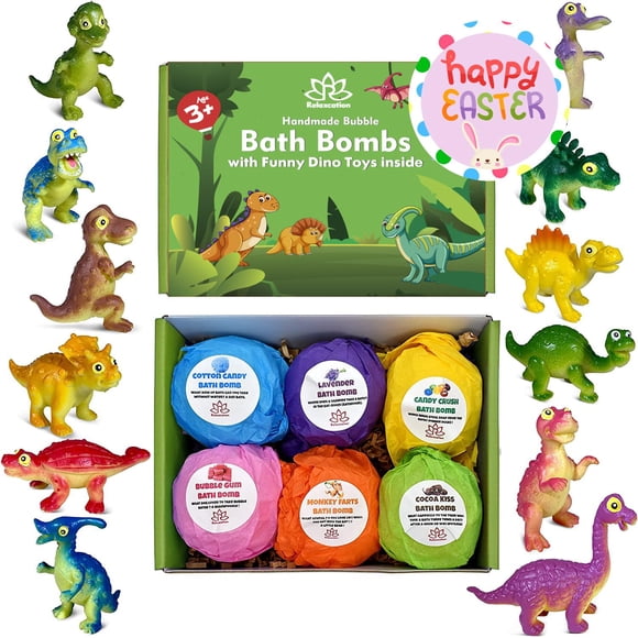 Bombas de baño Relaxcation Dino con divertidos juguetes de dinosaurios dentro de los niños