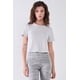 thumbnail image 1 of Camiseta Crop CCwholesalesclothings Manga Corta Cuello Redondo Detalle Espalda Pétalos, 1 of 5