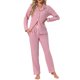 thumbnail image 2 of INSPIRE CHIC Conjunto de Pijamas para Mujer de Manga Larga con Botones, Cuello con Muesca, Ropa de Estar y Pantalones con Cordón y Bolsillos, Talla Mediana, Rosa, 2 of 6