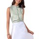 thumbnail image 1 of INSPIRE CHIC Top de Satén para Mujer Elegante sin Mangas con Cuello Simulado Plisado y Volantes, Blusa de Trabajo Sólida, Camiseta de Seda, Verde L Bean, 1 of 6