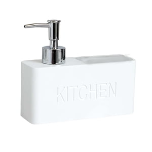 Bothyi - Dispensador De Jabón Líquido Y Soporte De Esponja Fregadero De Cocina De Resina Tidy White