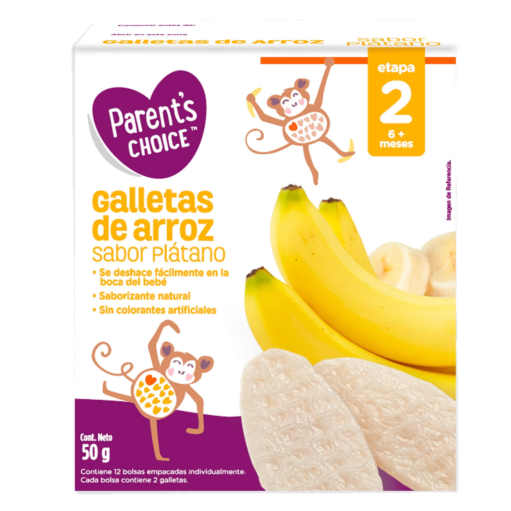 Galletas De Arroz Sabor Banana 50 g Parent's Choice