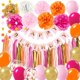 thumbnail image 1 of Decoraciones de fiesta BAUANOOY rosa intenso y naranja con globos dorados, 1 of 7