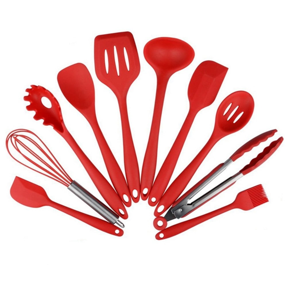 Xusx111 - Mini Silicona Utensilios De Cocina Conjunto De 10 Piezas, Herramientas De Cocina De Ahorro De Espacio, Utensilios De Cocina Seguros Para Niños, Viajes, Pequeño Conjunto De Utensilios De Coci