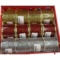 Wakeshome - Pack 12 Mallas Navidad Cinta Decorativa Dearbol 6 3Cm*2 7Mts Multicolor Geometrico