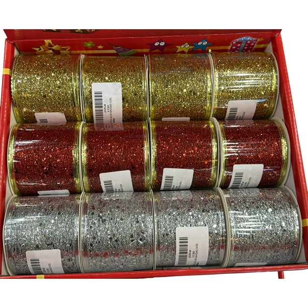 Pack 12 Mallas Navidad Cinta Decorativa Dearbol 6 3cm*2 7mts Multicolor Geometrico