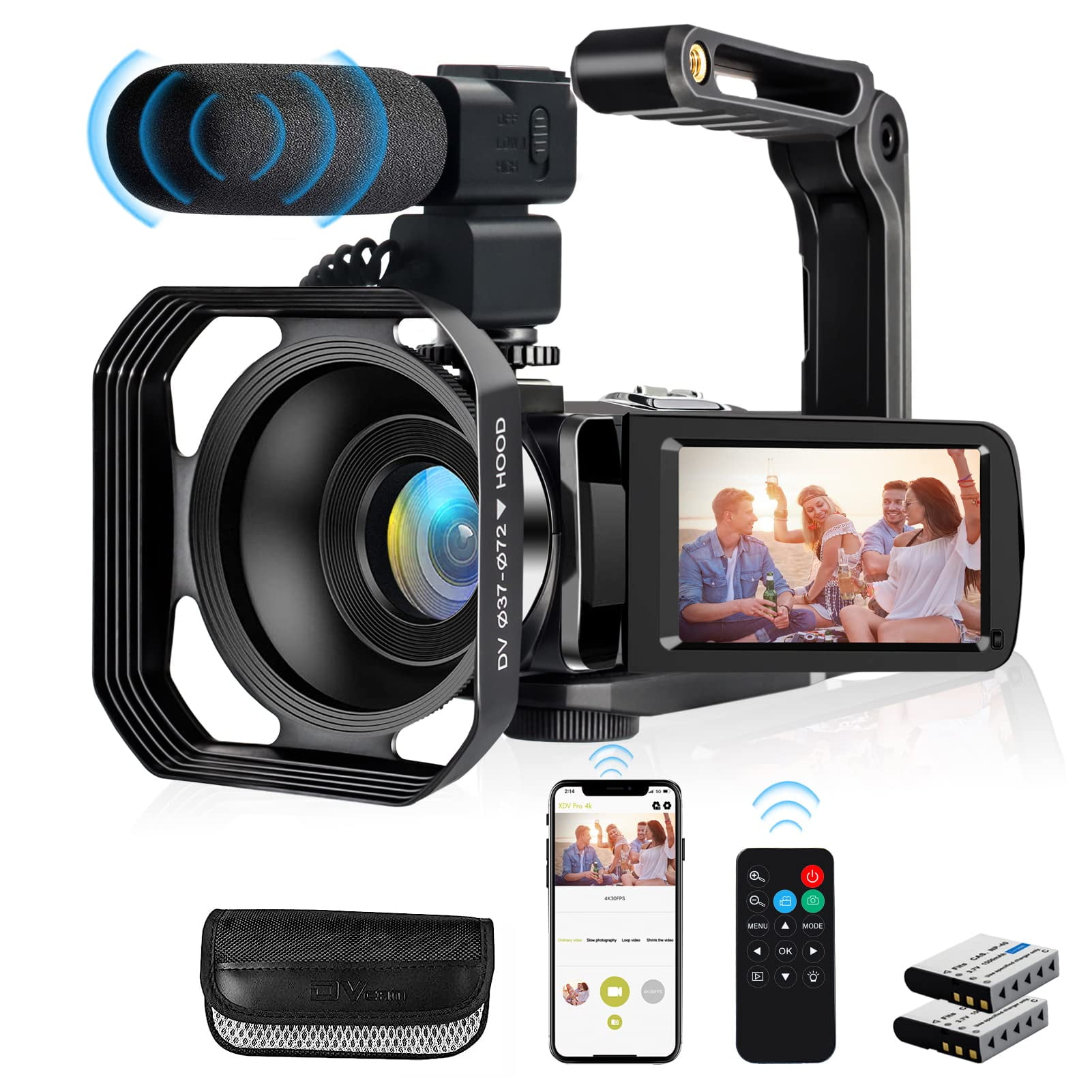 Cámara De Vídeo Lovpo 4k 48mp Ultra Hd Wifi Vlogging Con Micrófono