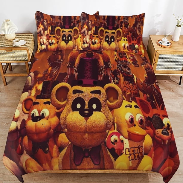 Five-Nights-At-Freddy's Five-Nights-At-Freddy's Bedding Set Sheet Set for Kids Adults,All Season Lightweight