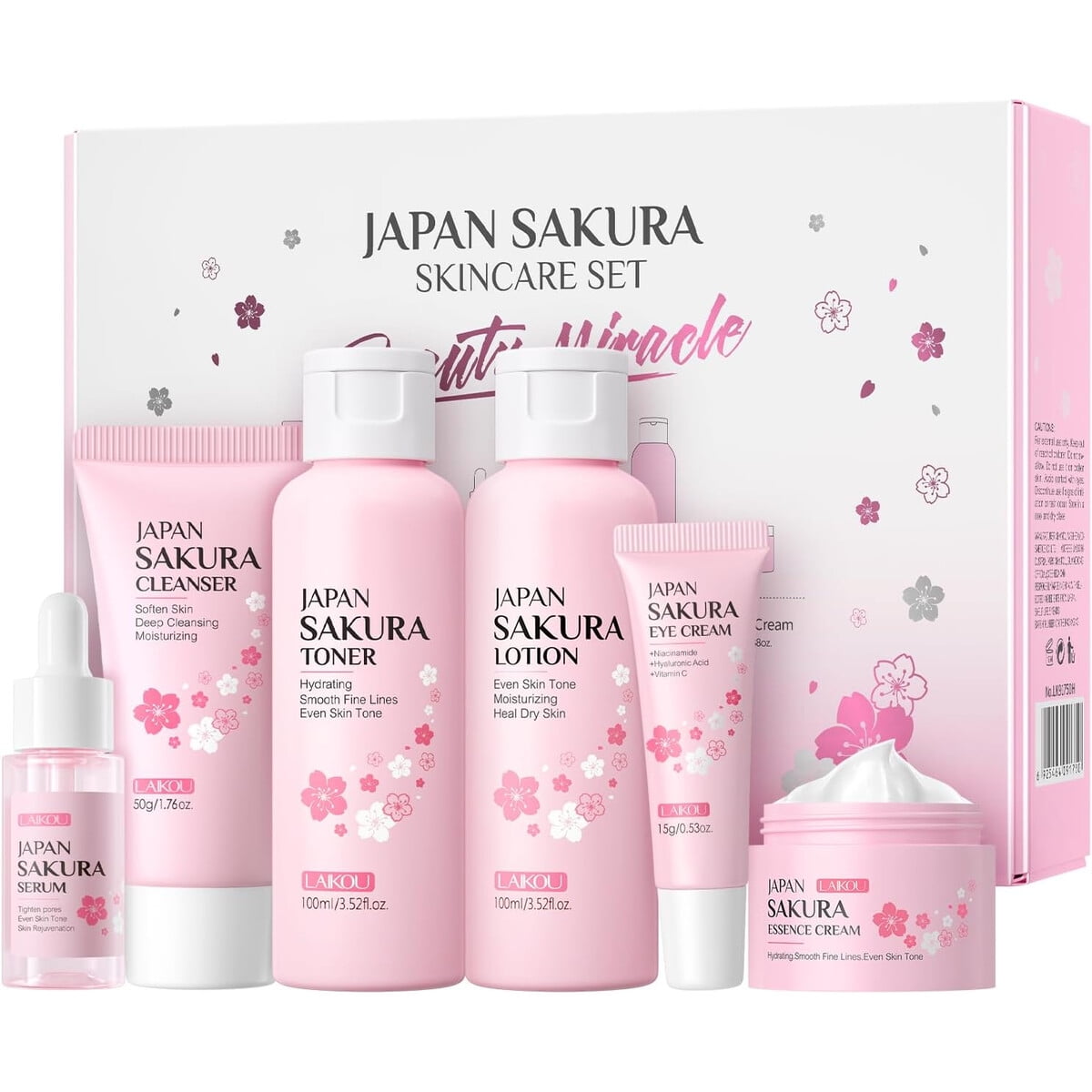 Set Cuidado Facial Laikou Japan Sakura 6 Piezas Hidratante
