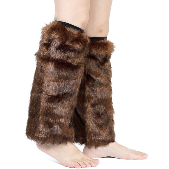 Puños Barelove de piel sintética para botas de invierno, color marrón, de Leg Warmers