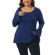 thumbnail image 1 of Agnes Orinda Blusa Túnica para Mujer de Talla Grande Dobladillo Alto Bajo Manga Larga Acampanada Cuello Redondo Top Casual Acampanado 3X Azul Oscuro, 1 of 6
