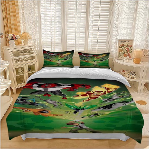 Alien Hero Super Transformation Pattern Bedding Set Soft and Comfortable Bedding Set