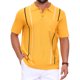thumbnail image 1 of INSPIRE CHIC Regreso a Clases Polo de Punto para Hombre con Bolsillo en el Pecho de Rayas Verticales Manga Corta Casual Golf Top L Amarillo, 1 of 5