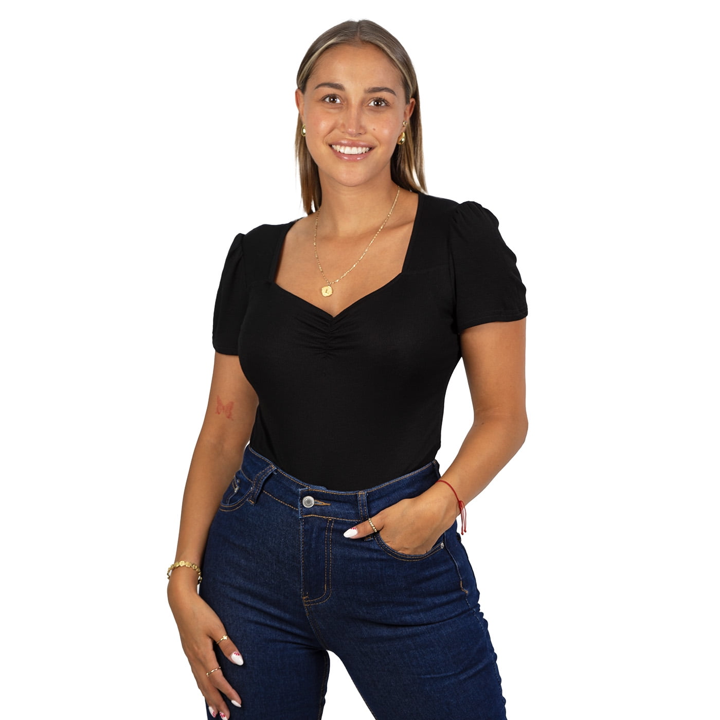 Hipsy - Body Mujer Básico Escote Corazón Talla M-l