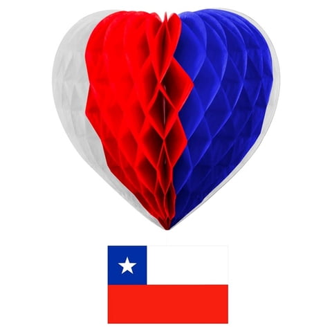 Big Party - Pack X 4 Adorno Dieciocho Corazón 25 Centimetros Con Bandera –