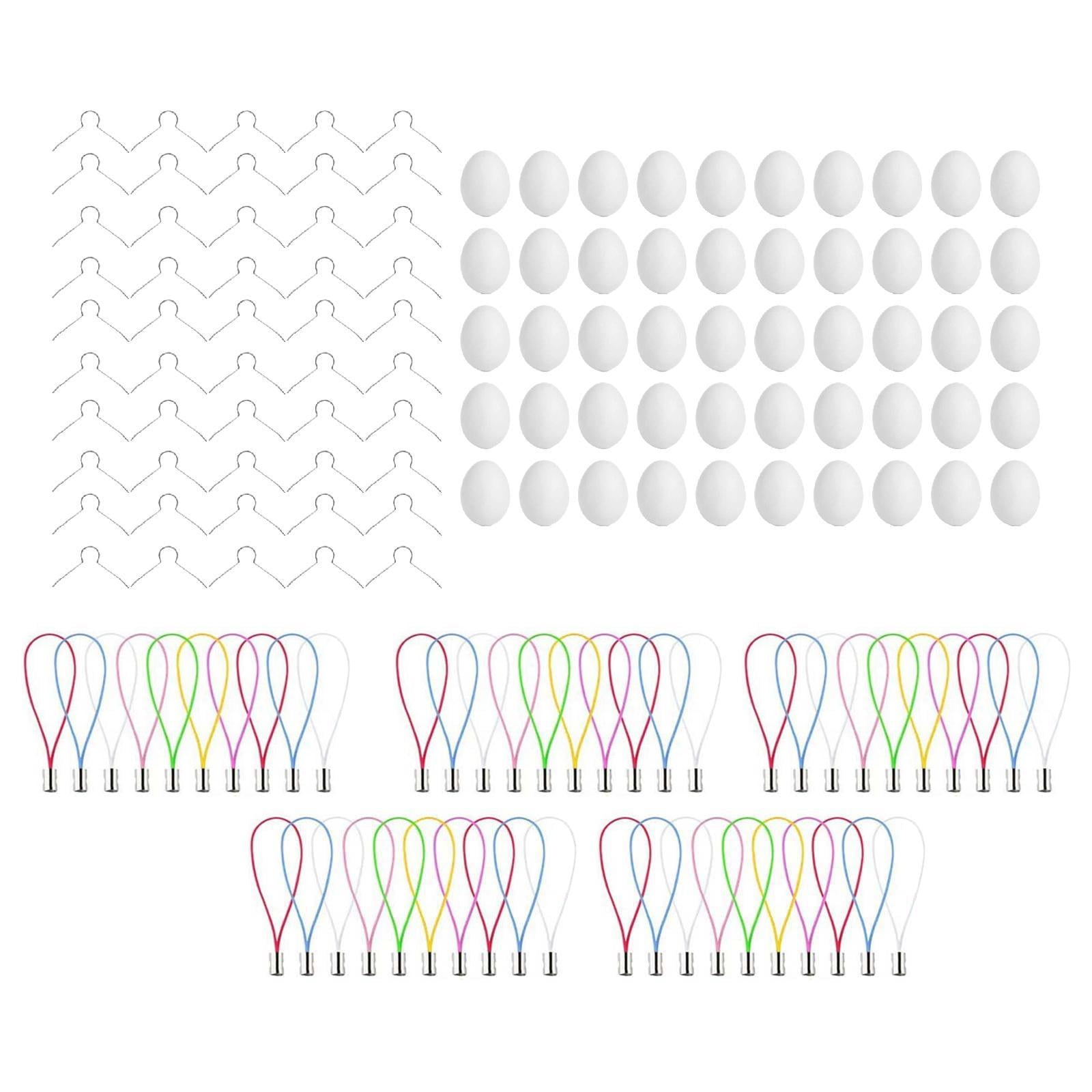 Magideal - 50 Piezas Diy Diy El Kit De Huevos De Pascua Sin Pintar Suministros Con Cadenas De Cordones E Inserta Anillos De Jardín De Infantes Regalos Navideños