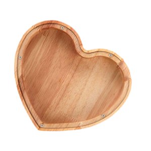 Magideal - Hucha De Madera, Caja De Monedas En Forma De Corazón Con Ventana Transparente, Caja De Ahorro De Dinero, Adorno Para Decoración De Mesa, Regalos Navid