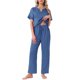thumbnail image 1 of INSPIRE CHIC Pijamas de Satén para Mujer Camisa de Manga Corta de Seda con Cuello en V y Pantalón Largo Conjunto de Ropa de Dormir Suave M Azul, 1 of 6