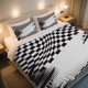 thumbnail image 1 of Dynamic Warped Checkerboard Art Cover Set Soft Comfortable & Breathable Bedding for Bedroom, 1 of 1