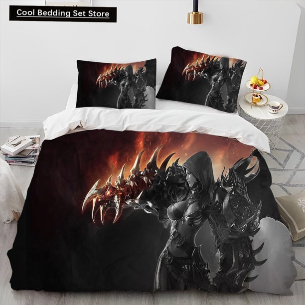Lost ARK Game Gamer Cartoon Comforter Bedding Set,Duvet Cover Bed Set Quilt Cover Pillowcase,king Size Bedding Set Kids Bed Sheets