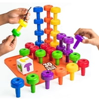 Peg Board Skoolzy Toddler De 34 Piezas Con Cordón Y Bolsa De 2 A 4 Años