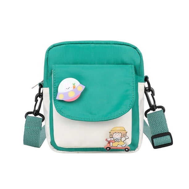 Kids Cartoon Cute Chest Bag With Random Badge Nylon Coin Purse Ultralight Satchel Travel Hiking Shoulder Bag Daypack