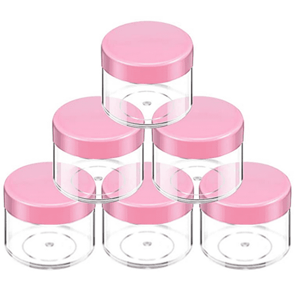 Beauticom - Frascos redondos de plástico transparente a prueba de fugas de 60 gramos/60 ml (2 oz) con tapa azul para guardar maquillaje, cosméticos, lociones, exfoliantes, cremas, aceites, ungüentos y
