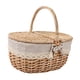 thumbnail image 4 of Cesta De Mimbre Para Picnic, Cesta De Almacenamiento De Ratán Para Servir En Fiestas De Acampada En La Playa, Peque?a, Color Beige Y Gris, 4 of 5