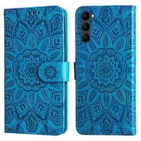 Funda Tipo Cartera Foxdock Para Samsung Galaxy S23 , Diseño Girasol En Relieve, Cuero Pu, Cierre Magnético, Soporte Y Tarjetero