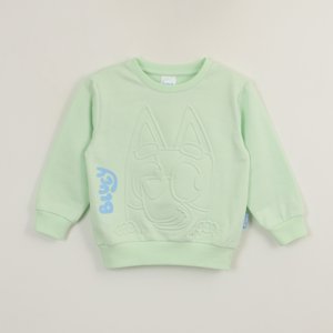 Poleron Cerrado Niña Relieve Emboss Verde Bluey
