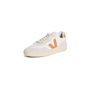 Zapatillas Veja V-90 De Piel Color Ámbar Extra Blanca Para Hombre