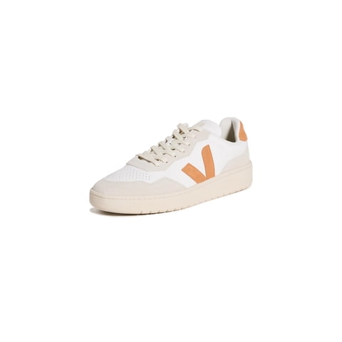 Zapatillas Veja V-90 De Piel Color Ámbar Extra Blanca Para Hombre